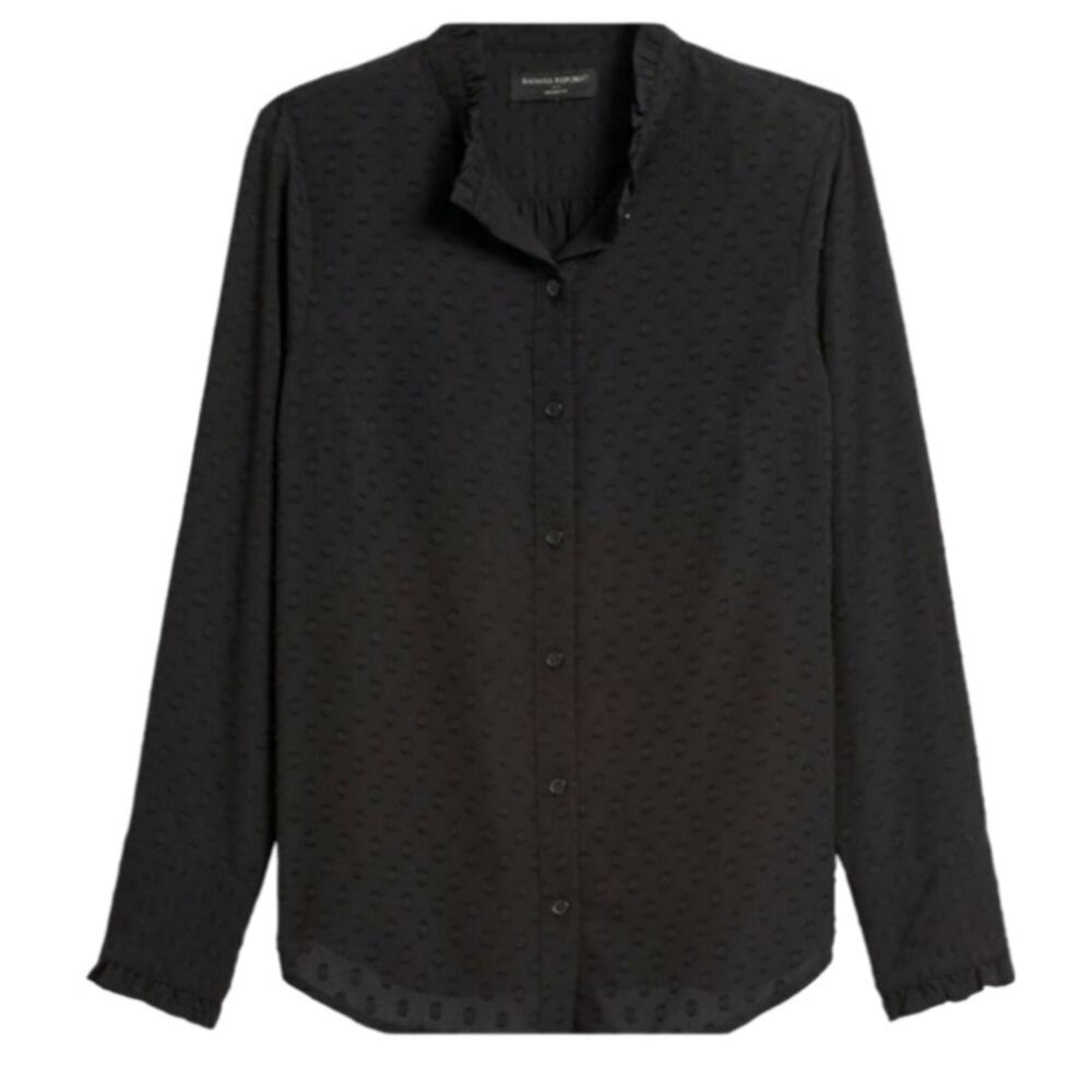 Banana Republic Factory Drapey Classic Textured Blouse - Black Size S
